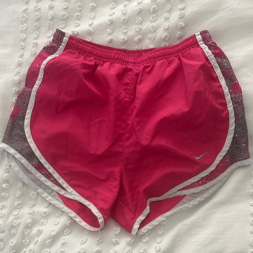 Nike Women's Pink and Gray Athletic Shorts